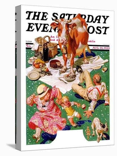 "Cow Joins the Picnic," Saturday Evening Post Cover, August 26, 1933-Joseph Christian Leyendecker-Stretched Canvas