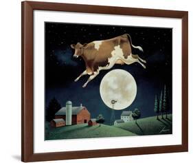 Cow Jumps over the Moon-Lowell Herrero-Framed Art Print