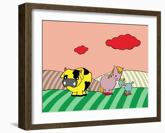 Cow Mare Colt-Miguel Balbás-Framed Giclee Print