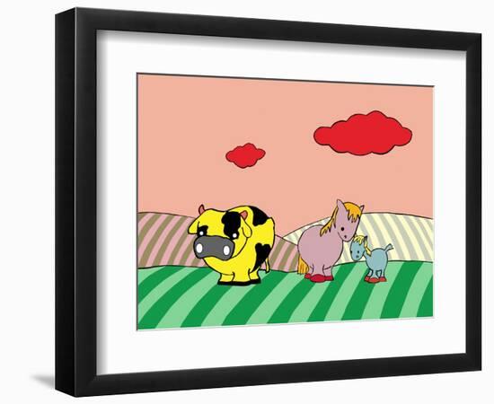 Cow Mare Colt-Miguel Balbás-Framed Giclee Print