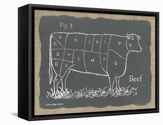 Cow on Burlap-Gwendolyn Babbitt-Framed Stretched Canvas