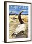 Cow Skull - Death Valley National Park-Lantern Press-Framed Art Print