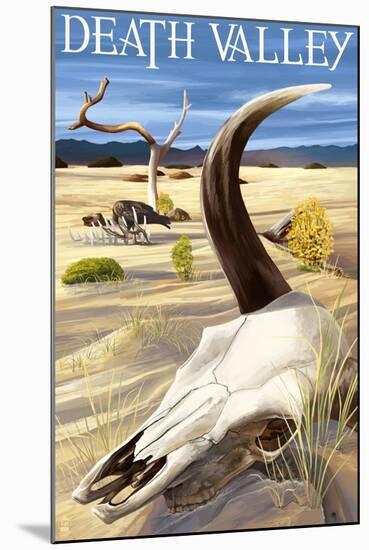 Cow Skull - Death Valley National Park-Lantern Press-Mounted Art Print