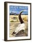 Cow Skull - Death Valley National Park-Lantern Press-Framed Premium Giclee Print