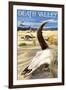 Cow Skull - Death Valley National Park-Lantern Press-Framed Art Print