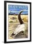 Cow Skull - Death Valley National Park-Lantern Press-Framed Art Print