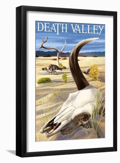 Cow Skull - Death Valley National Park-Lantern Press-Framed Art Print