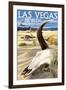 Cow Skull - Las Vegas, Nevada-Lantern Press-Framed Art Print