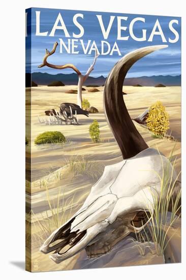 Cow Skull - Las Vegas, Nevada-Lantern Press-Stretched Canvas