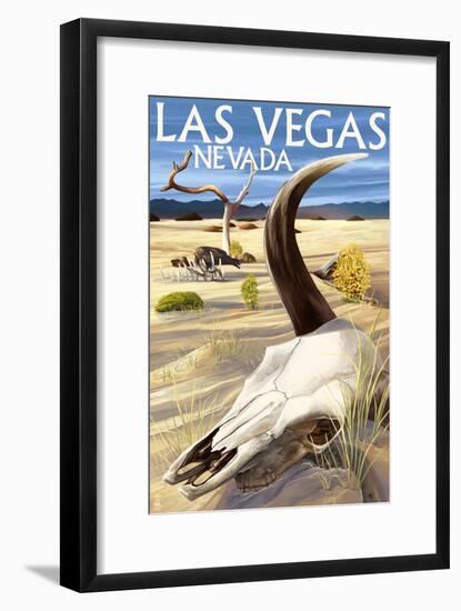 Cow Skull - Las Vegas, Nevada-Lantern Press-Framed Art Print