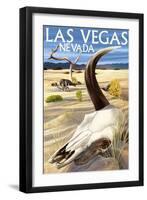 Cow Skull - Las Vegas, Nevada-Lantern Press-Framed Art Print