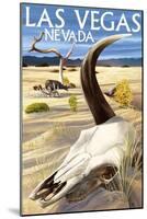 Cow Skull - Las Vegas, Nevada-Lantern Press-Mounted Art Print