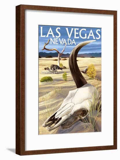 Cow Skull - Las Vegas, Nevada-Lantern Press-Framed Art Print