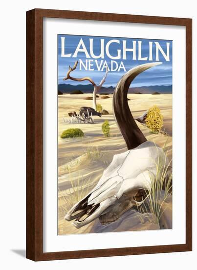 Cow Skull - Laughlin, Nevada-Lantern Press-Framed Art Print