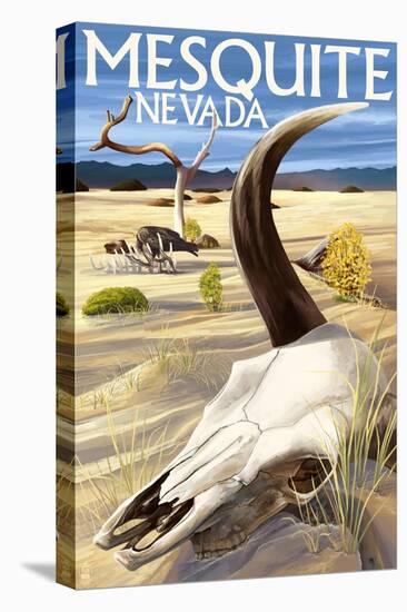 Cow Skull - Mesquite, Nevada-Lantern Press-Stretched Canvas