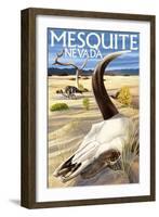 Cow Skull - Mesquite, Nevada-Lantern Press-Framed Art Print