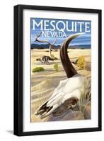 Cow Skull - Mesquite, Nevada-Lantern Press-Framed Art Print