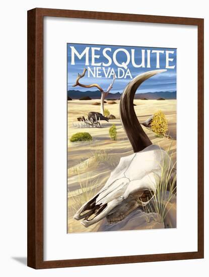 Cow Skull - Mesquite, Nevada-Lantern Press-Framed Art Print