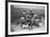 Cowboy and Businessman Playing Checkers on Horseback-null-Framed Photo