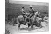 Cowboy and Businessman Playing Checkers on Horseback-null-Mounted Photo