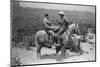 Cowboy and Businessman Playing Checkers on Horseback-null-Mounted Photo