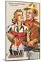 Cowboy and Cowgirl Cooking-null-Mounted Art Print
