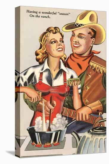Cowboy and Cowgirl Cooking-null-Stretched Canvas