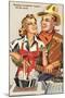 Cowboy and Cowgirl Cooking-null-Mounted Art Print