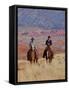 Cowboy and Cowgirl Riding Through Scenic Hills of the Big Horn Mountains, Shell, Wyoming, USA-Joe Restuccia III-Framed Stretched Canvas