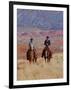 Cowboy and Cowgirl Riding Through Scenic Hills of the Big Horn Mountains, Shell, Wyoming, USA-Joe Restuccia III-Framed Photographic Print