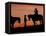 Cowboy and Cowgirl Silhouetted on a Ridge in the Big Horn Mountains, Wyoming, USA-Joe Restuccia III-Framed Stretched Canvas