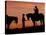 Cowboy and Cowgirl Silhouetted on a Ridge in the Big Horn Mountains, Wyoming, USA-Joe Restuccia III-Stretched Canvas