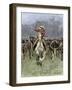 Cowboy and His Horse Caught in a Cattle Stampede, c.1800-null-Framed Giclee Print