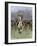 Cowboy and His Horse Caught in a Cattle Stampede, c.1800-null-Framed Giclee Print