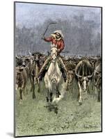 Cowboy and His Horse Caught in a Cattle Stampede, c.1800-null-Mounted Giclee Print