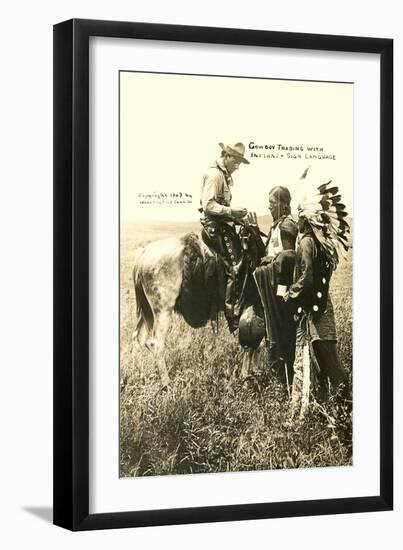 Cowboy and Indians Trading-null-Framed Art Print