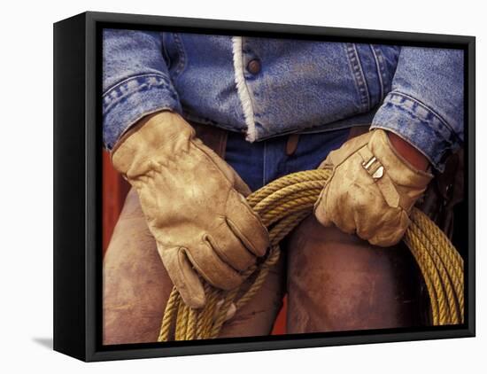 Cowboy and Rope, Ponderosa Ranch, Seneca, Oregon, USA-Darrell Gulin-Framed Stretched Canvas