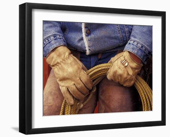 Cowboy and Rope, Ponderosa Ranch, Seneca, Oregon, USA-Darrell Gulin-Framed Premium Photographic Print