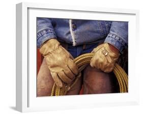 Cowboy and Rope, Ponderosa Ranch, Seneca, Oregon, USA-Darrell Gulin-Framed Premium Photographic Print