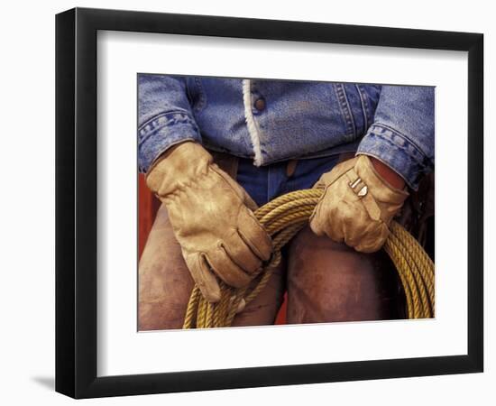 Cowboy and Rope, Ponderosa Ranch, Seneca, Oregon, USA-Darrell Gulin-Framed Photographic Print