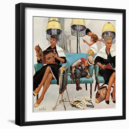 "Cowboy Asleep in Beauty Salon," May 6, 1961-Kurt Ard-Framed Giclee Print