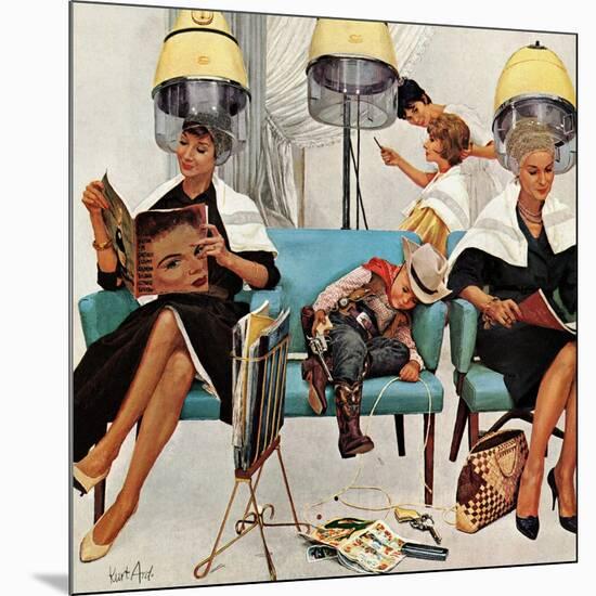 "Cowboy Asleep in Beauty Salon," May 6, 1961-Kurt Ard-Mounted Giclee Print