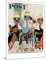 "Cowboy Asleep in Beauty Salon," Saturday Evening Post Cover, May 6, 1961-Kurt Ard-Mounted Print