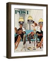 "Cowboy Asleep in Beauty Salon," Saturday Evening Post Cover, May 6, 1961-Kurt Ard-Framed Giclee Print