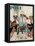 "Cowboy Asleep in Beauty Salon," Saturday Evening Post Cover, May 6, 1961-Kurt Ard-Framed Stretched Canvas