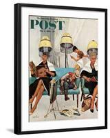 "Cowboy Asleep in Beauty Salon," Saturday Evening Post Cover, May 6, 1961-Kurt Ard-Framed Giclee Print