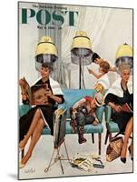 "Cowboy Asleep in Beauty Salon," Saturday Evening Post Cover, May 6, 1961-Kurt Ard-Mounted Giclee Print