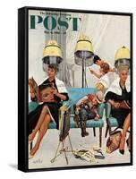 "Cowboy Asleep in Beauty Salon," Saturday Evening Post Cover, May 6, 1961-Kurt Ard-Framed Stretched Canvas
