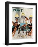 "Cowboy Asleep in Beauty Salon," Saturday Evening Post Cover, May 6, 1961-Kurt Ard-Framed Giclee Print