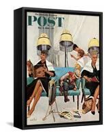 "Cowboy Asleep in Beauty Salon," Saturday Evening Post Cover, May 6, 1961-Kurt Ard-Framed Stretched Canvas